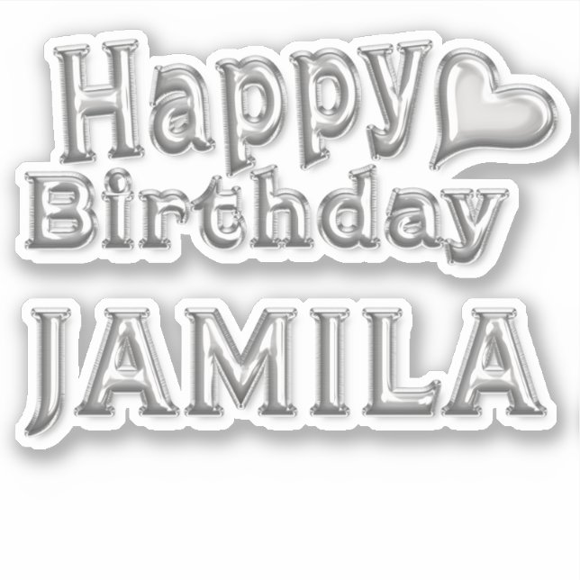 Adesivo Jamila Happy Birthday silver Aufkleber Sticker (Frente)