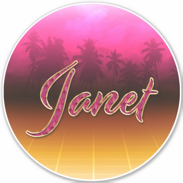 Adesivo Janet Vorname Name golden pink Aufkleber Sticker (Frente)