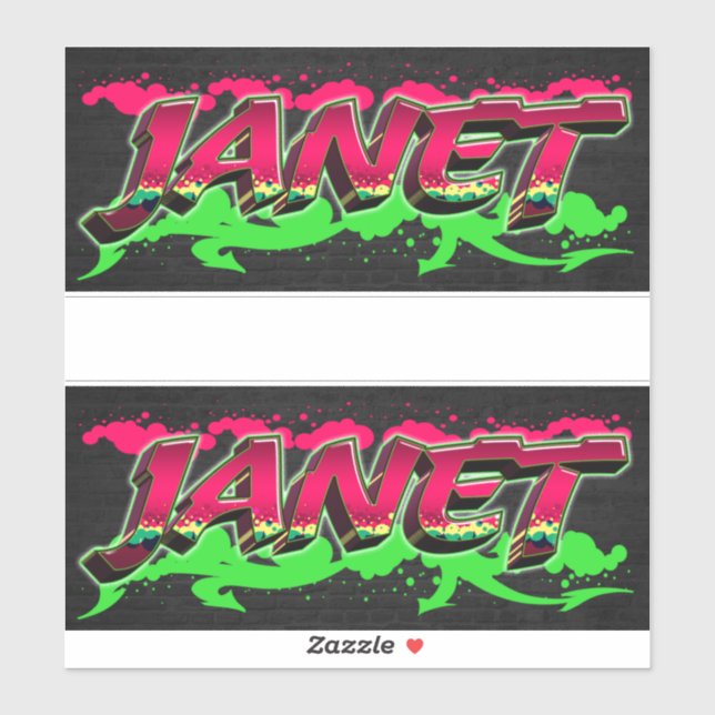Adesivo Janet Vorname Name Graffiti Aufkleber Sticker (Folha)