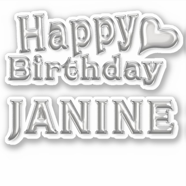 Adesivo Janine Happy Birthday silver Aufkleber Sticker (Frente)