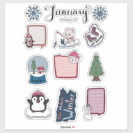 Adesivo January Sticker Sheet – Cozy Bears & Winter Magic