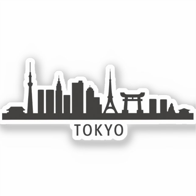 Adesivo Japan Cityscape Travel | Tokyo Skyline Silhouette (Frente)