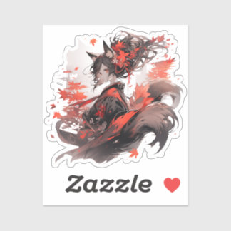 Adesivo Japão Yokai Art-Fox Girls