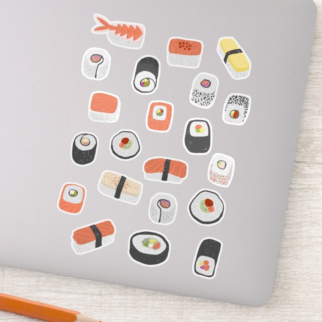 Adesivo Japonês Sushi Nigiri Maki Roll (Fun Japanese sushi die cut stickers)