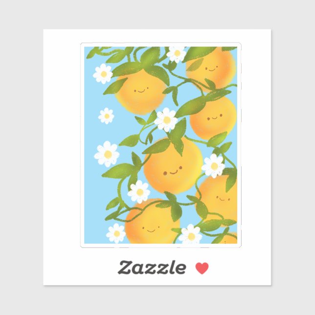 Adesivo Jardim de Árvores de Laranjas de Verão (Folha)