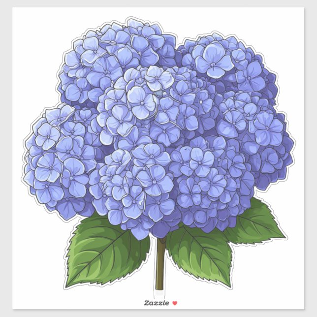 Adesivo 🌸 Jardim de Cachos Florais de Hortênsia Azul 🌸 (Folha)
