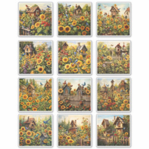 Adesivo Jardim de flores e aves