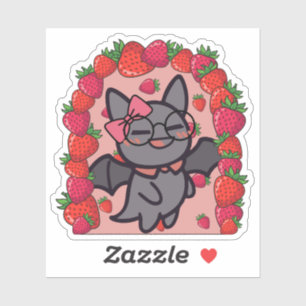 Adesivo Jardim de Morango do Morcego Kawaii Estética