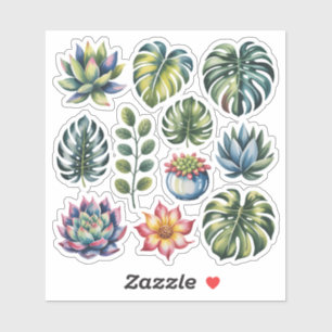 Adesivo Jardim Suculento Aquarela