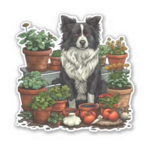 Adesivo Jardinagem de Collie de Borda Corta