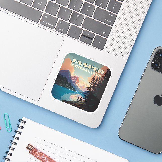 Adesivo Jasper National Park Alberta Canada Rockies Retro (Notebook com iPhone)
