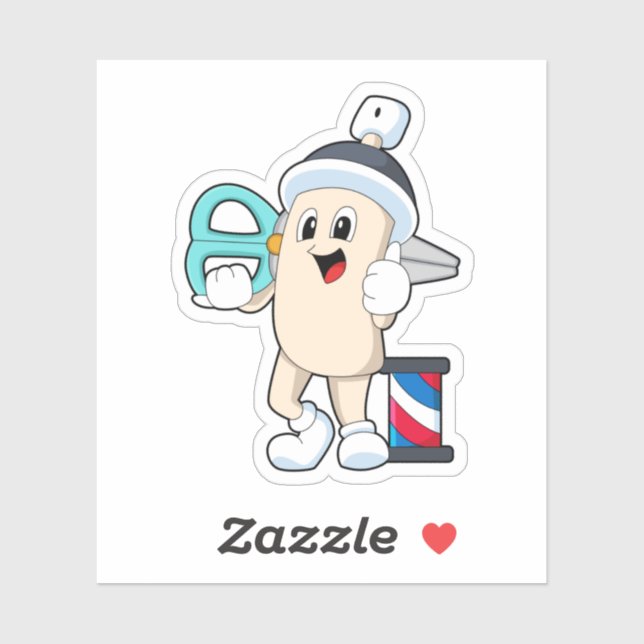 Adesivo Jato de hairdresser com tesoura (Folha)