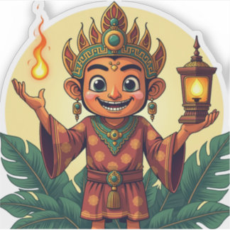 Adesivo Javanese Puppet Sticker with Glowing Lantern