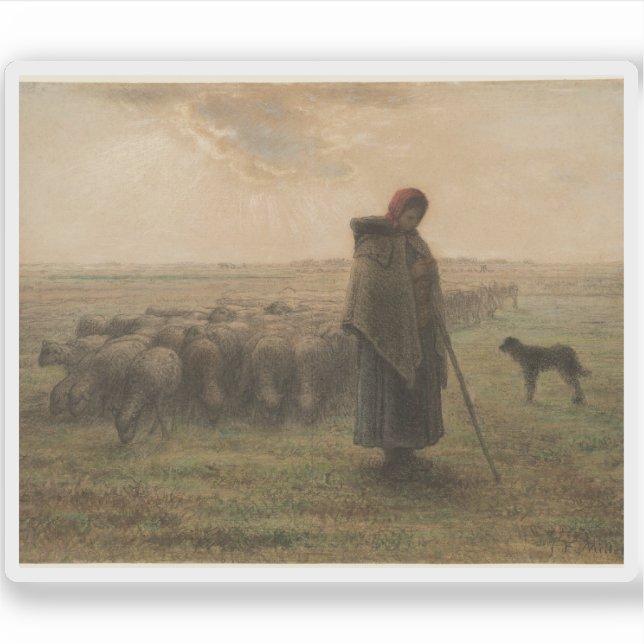 Adesivo Jean-François Millet - Shepherdese e seu bando (Frente)