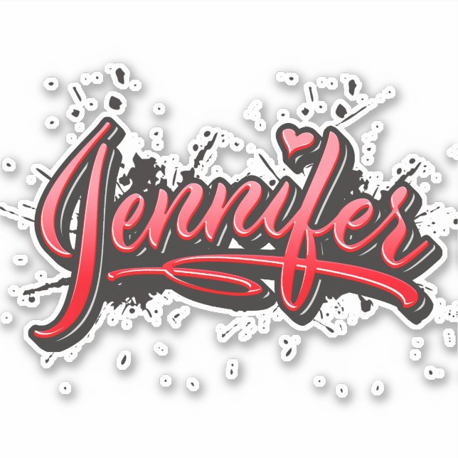 Adesivo Jennifer red Heart Graffiti Aufkleber Sticker (Frente)