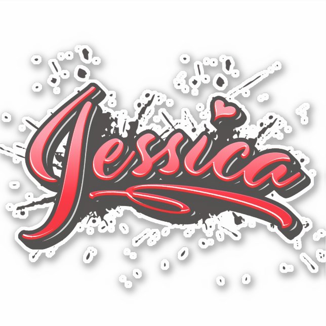 Adesivo Jessica red Heart Graffiti Aufkleber Sticker (Frente)