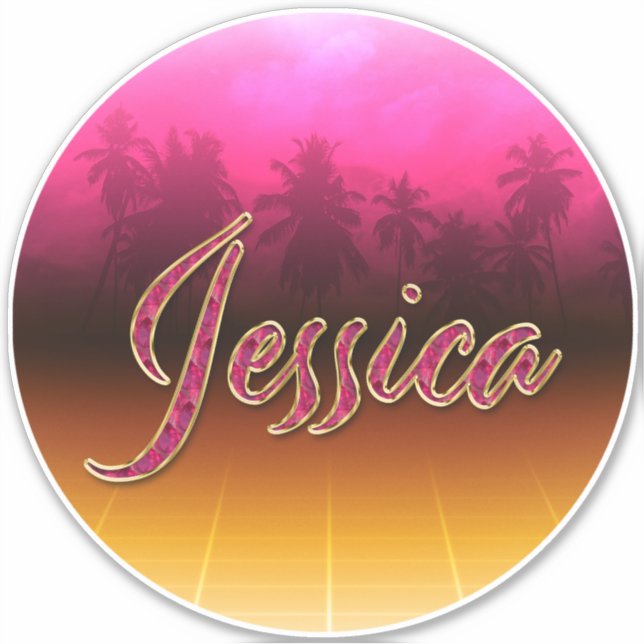 Adesivo Jessica Vorname Name golden pink Aufkleber Sticker (Frente)