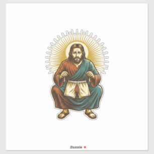 Adesivo Jesus Ajustando Cueca Incomoda no Meio da Agachame