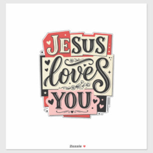 Adesivo Jesus Ama Você Gravação Vintage Tipografia Cristã