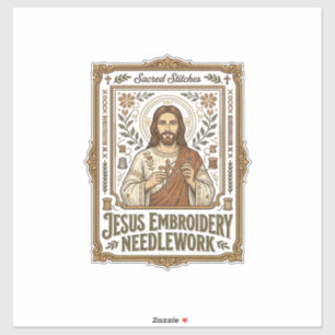 Adesivo Jesus Bordado Trabalho de Agulha Jesus Bordado