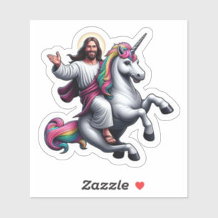 Adesivo Jesus cavalgando um unicórnio!