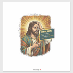 Adesivo Jesus chorando Erro de Sintaxe Programador Codific