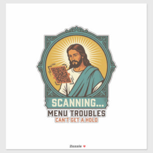Adesivo Jesus Código QR Borroso Não Funciona Menu Humor Té