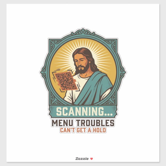 Adesivo Jesus Código QR Borroso Não Funciona Menu Humor Té (Folha)
