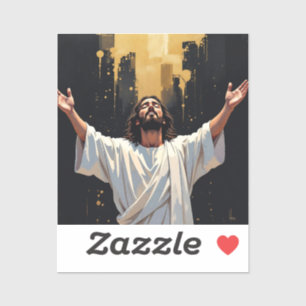 Adesivo Jesus Cristo Nosso Salvador Preto e Dourado