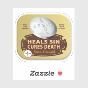 Adesivo Jesus Cures Pílula - fé religiosa cristã Deus
