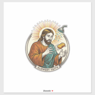 Adesivo Jesus Derrubou Sabão Escorregadio Banheira do Banh