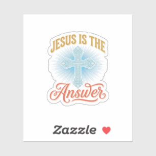 Adesivo Jesus É a Resposta Desenho Vetorial Cruz Cristã_