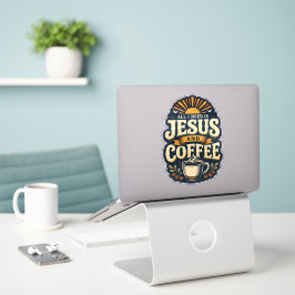 Adesivo Jesus e Café Fé Cristã Amante de Café 