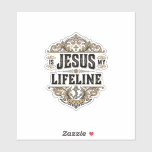 Adesivo Jesus É Minha Linha da Vida Camisa Vintage Cristã 