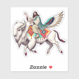 Adesivo Jesus em Búfalo Branco (Bison)