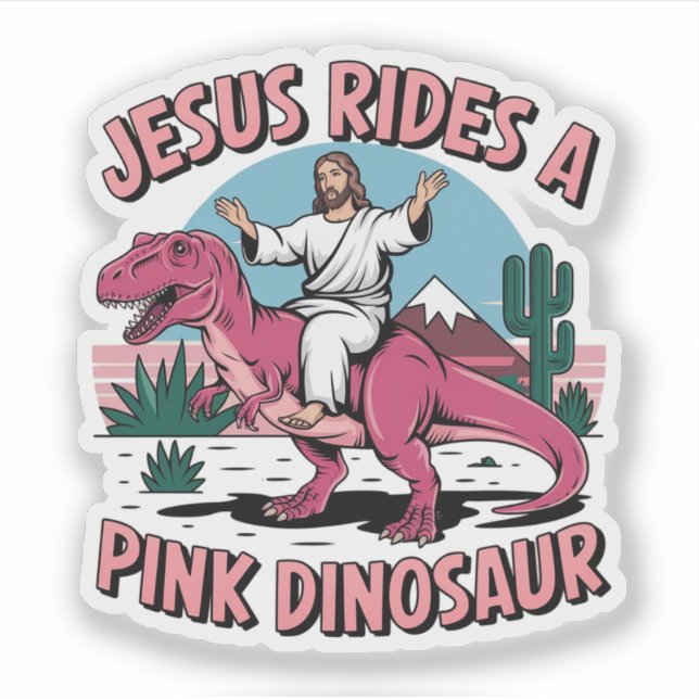 Adesivo Jesus Engraçado Memes, Jesus Difunde Um Dinossauro (Frente)