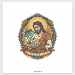 Adesivo Jesus Exausto Tubo de Proteína Vazio Humor de Acad