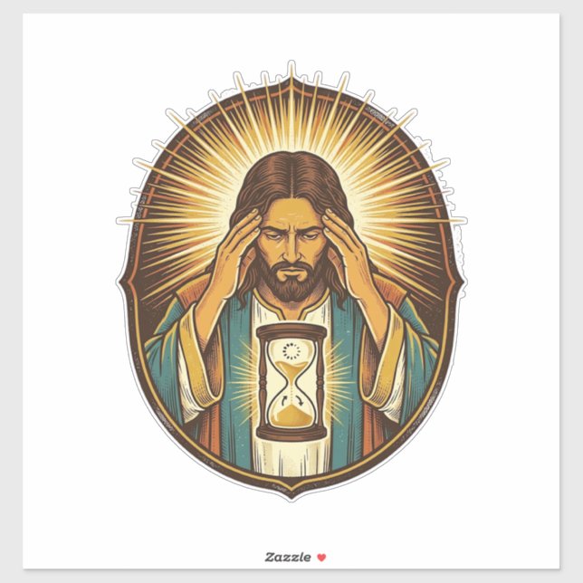 Adesivo Jesus Impaciente Carregando Ampulheta Internet Len (Folha)