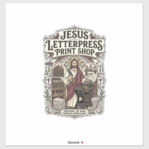 Adesivo Jesus Letterpress Print Shop Jesus Letterpress Pri