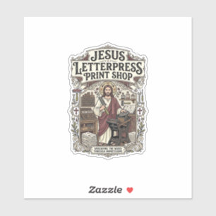 Adesivo Jesus Letterpress Print Shop Jesus Letterpress Pri
