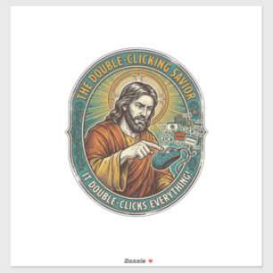 Adesivo Jesus Quebrado Clique Duplo Mouse TI Escritório Te