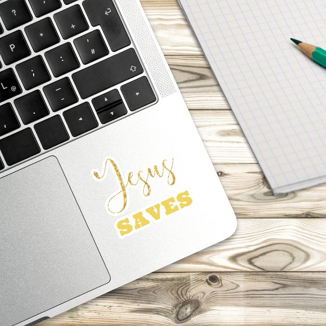 Adesivo Jesus Salva a Brilhante Dourada Amarela (Criador carregado)