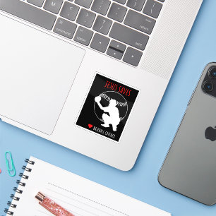 Adesivo Jesus Salva Baseball Catcher Engraçado Esportivo