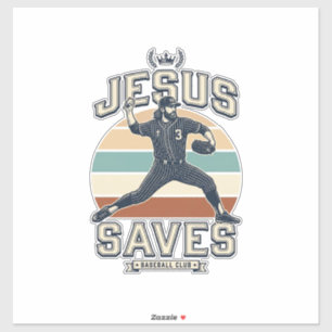 Adesivo Jesus Salva Beisebol Vetor Desenho Cristão Vintage