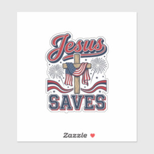 Adesivo Jesus Salva Camisa Cristã Patriótica Vintage Desi
