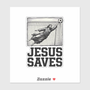 Adesivo Jesus Salva Camisa de Gravura Vintage de Goleiro d