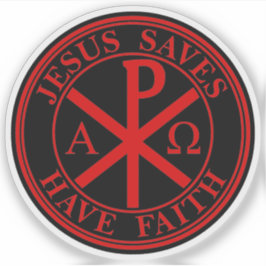 Adesivo Jesus Salva, Tenha Fé - A Cruz Chi-Rho (vermelha)