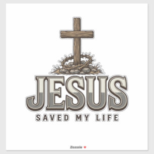Adesivo Jesus Salvou Minha Vida Engraving Vintage Design C