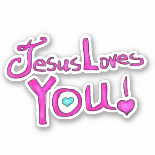 Adesivo Jesus Te Ama Rosa (Frente)