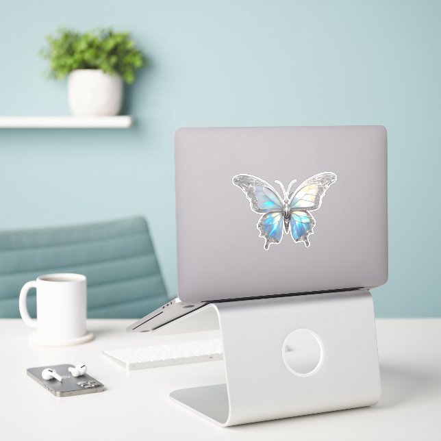 Adesivo Jewel Butterfly Opal e Prata (Laptop na mesa)